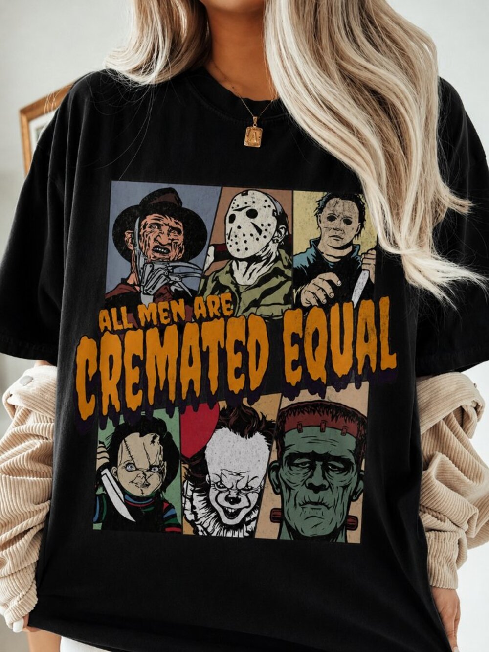 Retro Horror Feminist Halloween Graphic Tee, Spooky Statement Shirt